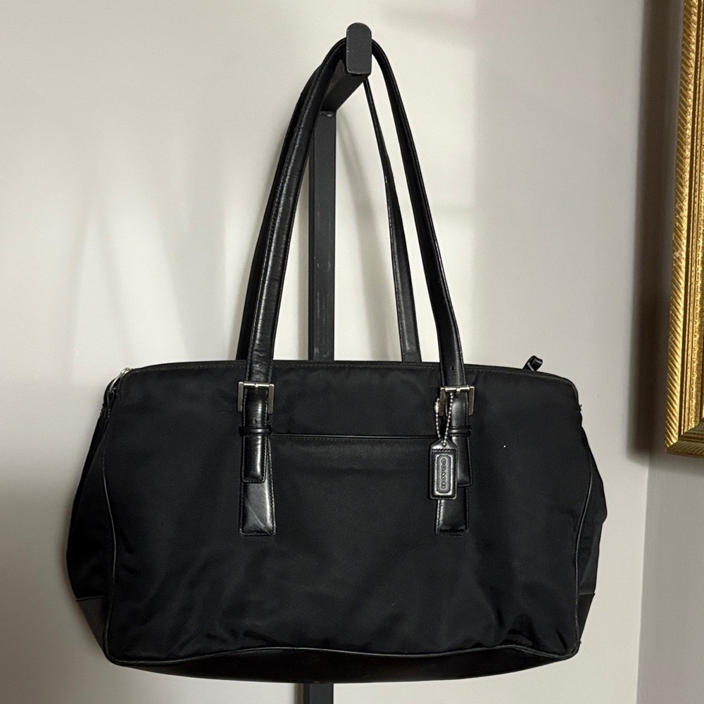Coach Classic K1K 7434 Vintage Black Twill & Leather Carryall Bag